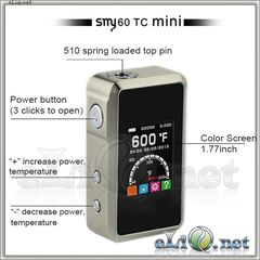 SMY60 TC 18650 VW/VT Mini Box Mod - боксмод вариват с температурным контролем и большим экраном.