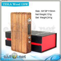 Tesla Wood 120W - деревянный боксмод-вариватт под 2 аккумулятора.