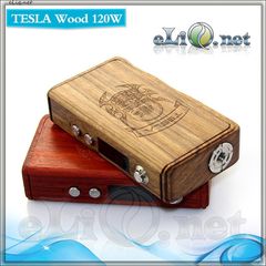 Tesla Wood 120W - деревянный боксмод-вариватт под 2 аккумулятора.
