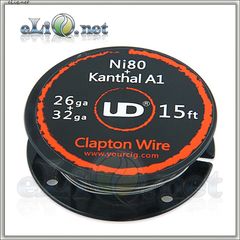 UD Clapton Ni80 + Kanthal A1 Wire (26ga+32ga) - никель + кантал, клэптон. 5м.