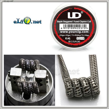 UD Kanthal A1 Staple Staggered Fuse Clapton Coil (26ga+32ga)*2+Ribbon*2+34ga