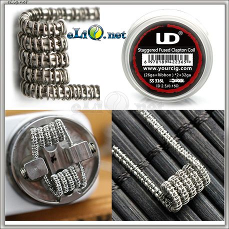 UD SS 316L Staggered Fuse Clapton Coil [26Ga+Ribbon]*2+32Ga