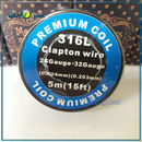 26ga + 32ga Premium Clapton SS316L Wire. Клэптон проволока в катушке 5м. Нержавеющая сталь.