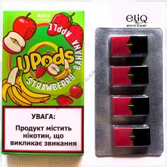 4шт JUUL Upods Strawberry Banana Apple - Картридж (под) для электронной сигареты, Pod-системы Джул клубника, банан, яблоко