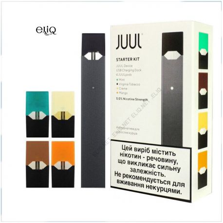 JUUL 200мАч + 4 PODs 0.7мл Starter kit мини-вейп, электронная сигарета. Pod-система