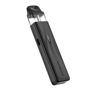 Vaporesso XROS 5 Mini чорний під кутом демонструє компактний дизайн 110.5×24.2×14.1 мм
