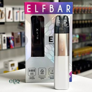 Elf Bar ELFX pod kit чорна та серебриста багаторазова електронна сигарета автоматична активація