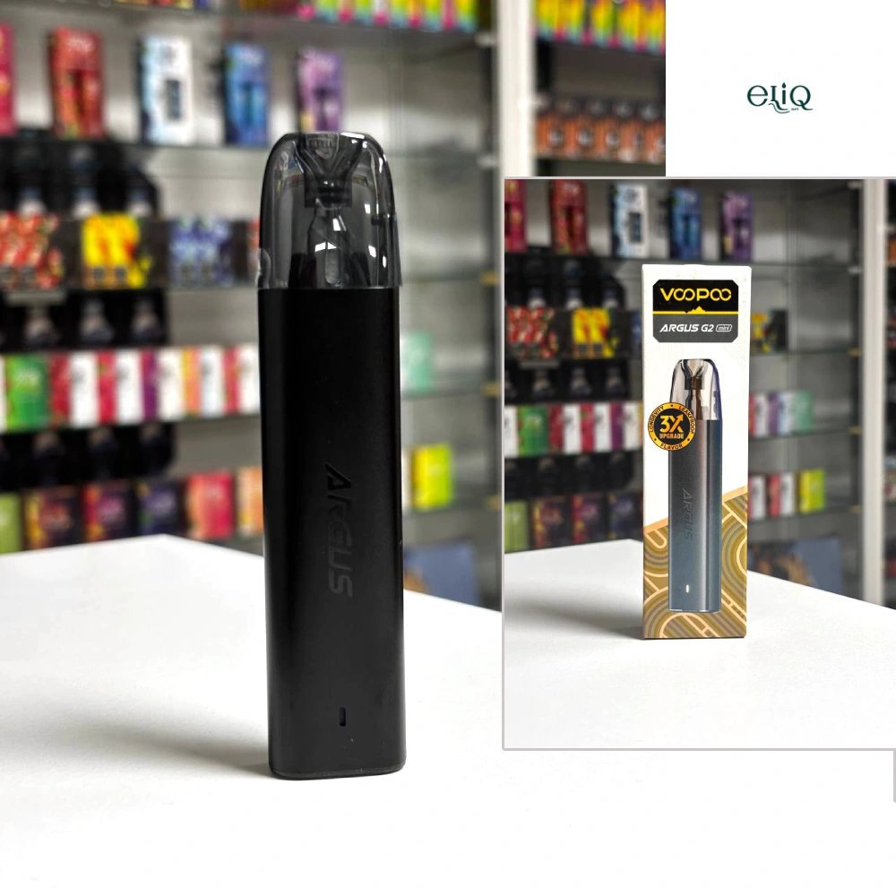 VooPoo Argus G2 Mini Midnight Black - компактна POD-система з чорним матовим корпусом та світлодіодною індикацією