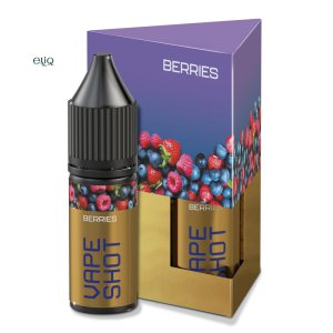 Набір VAPE SHOT Berries 15 мл — флакон перед коробкою на білому фоні