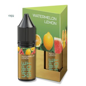 Набір VAPE SHOT Watermelon Lemon 15 мл — флакон перед коробкою на білому фоні