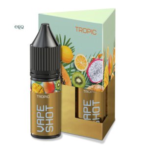 Набір VAPE SHOT Tropic 15 мл — флакон перед коробкою на білому фоні