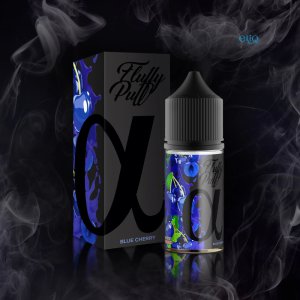 Fluffy Puff Alpha Blue Cherry набір компонентів синя вишня з кислинкою на стильному фоні з паром