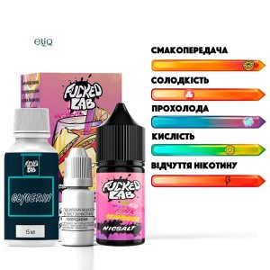 Набір F*cked Lab Pink Lemonade Salt MIX Kit — флакон рожевого лимонаду перед коробкою на білому фоні
