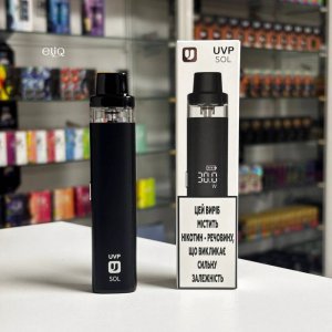 Монохромний дисплей UVP SOL Black показує заряд батареї та налаштування