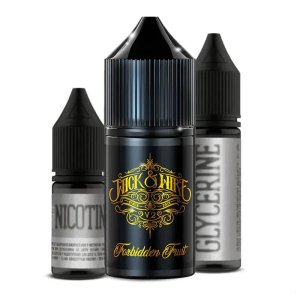 Всі складові Forbidden Fruit Salt Mix Kit - фруктовий концентрат, гліцерин та нікобустер.