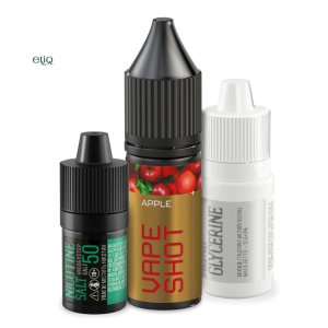 Компоненти набору Vape Shot Apple  аромамікс 6 мл, нікобустер, глицерин у флаконі 15 мл