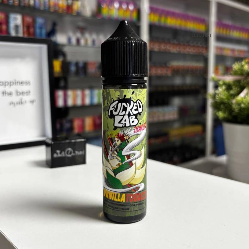Флакон Fucked Lab Organic Vanilla Tobacco 60мл з концентратом та органічний нікобустер Факед Лаб в наявності в Eliq