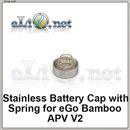 Stainless Battery Cap with Spring for eGo Bamboo APV V2