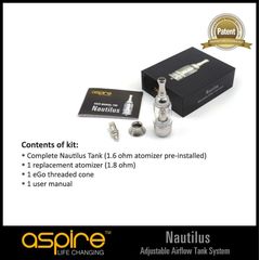 5ml Aspire Nautilus Adjustable Airflow BDCC Pyrex Glass
