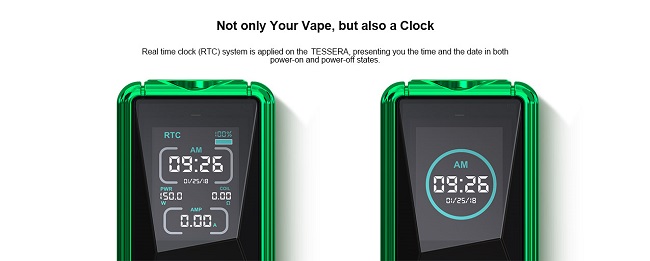 Функция отображения времени в бокс-моде Eleaf Tessera 150W Элик